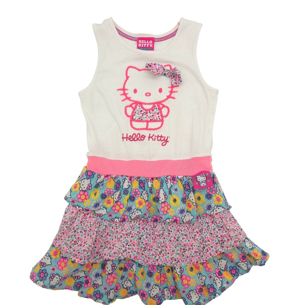 Hello Kitty Sanrio Tiered Floral Ruffle Dress Girls Size 6 2014 Macy's Exclusive